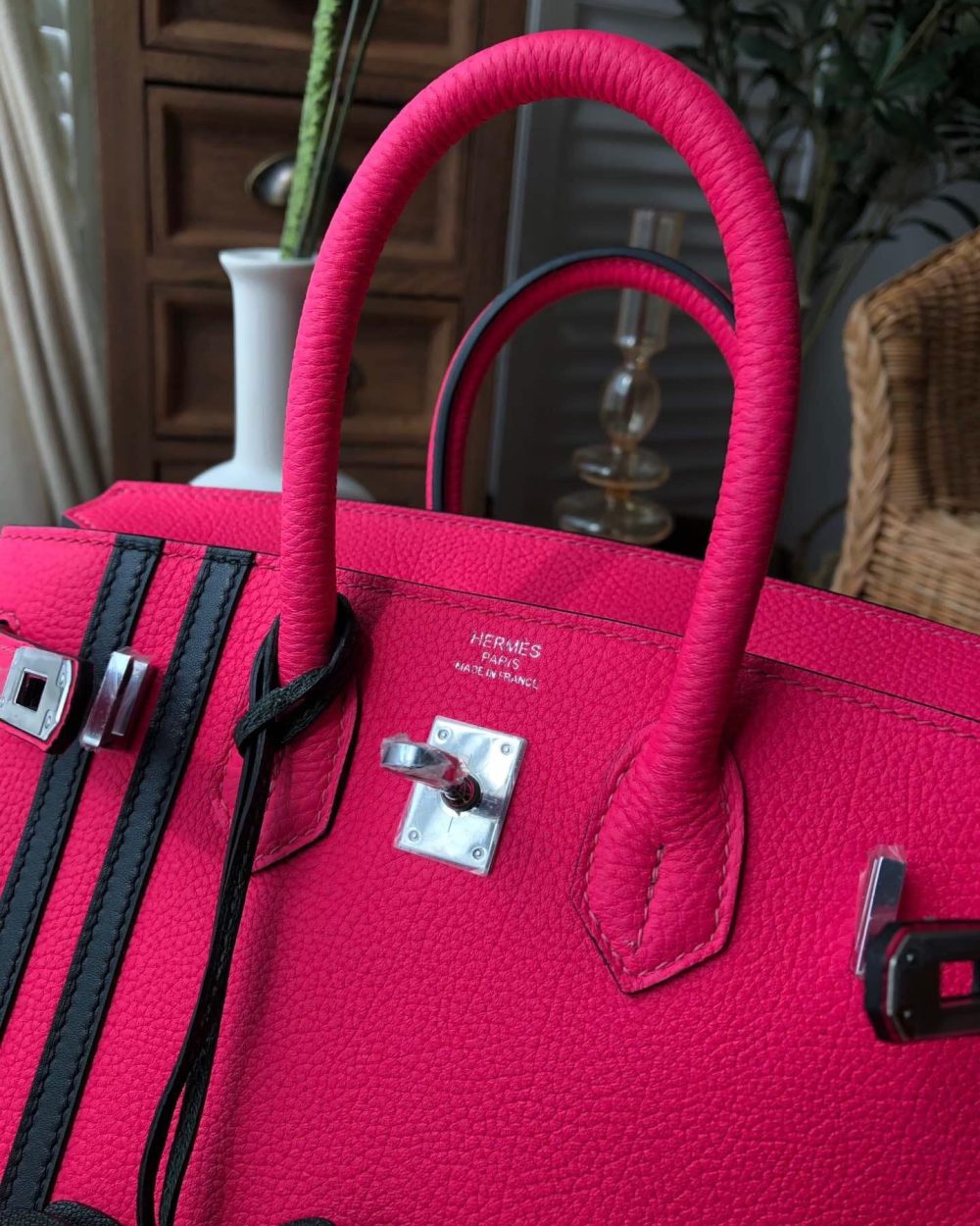 1:1 Replica Hermes Birkin Dark Pink For Women Silver Toned Hardware 9.8in/25cm