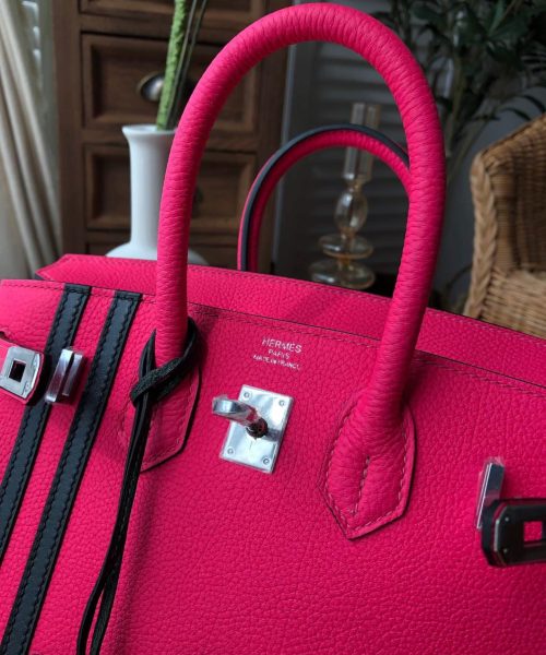 1:1 Replica Hermes Birkin Dark Pink For Women Silver Toned Hardware 9.8in/25cm