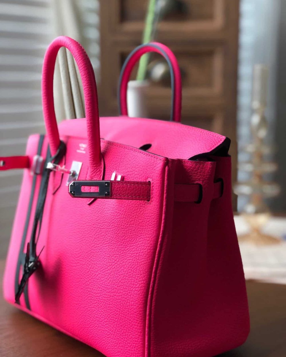 1:1 Replica Hermes Birkin Dark Pink For Women Silver Toned Hardware 9.8in/25cm