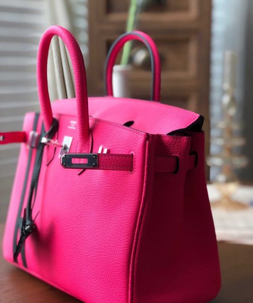 1:1 Replica Hermes Birkin Dark Pink For Women Silver Toned Hardware 9.8in/25cm