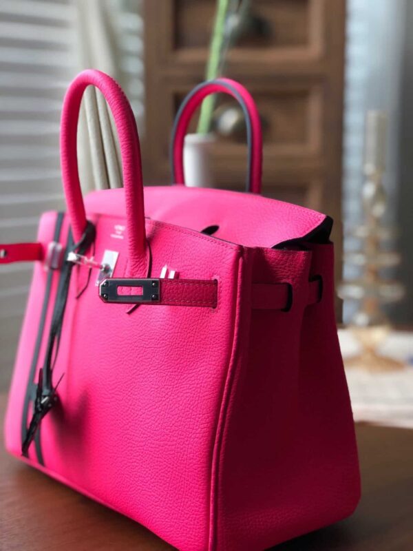 1:1 Replica Hermes Birkin Dark Pink For Women Silver Toned Hardware 9.8in/25cm