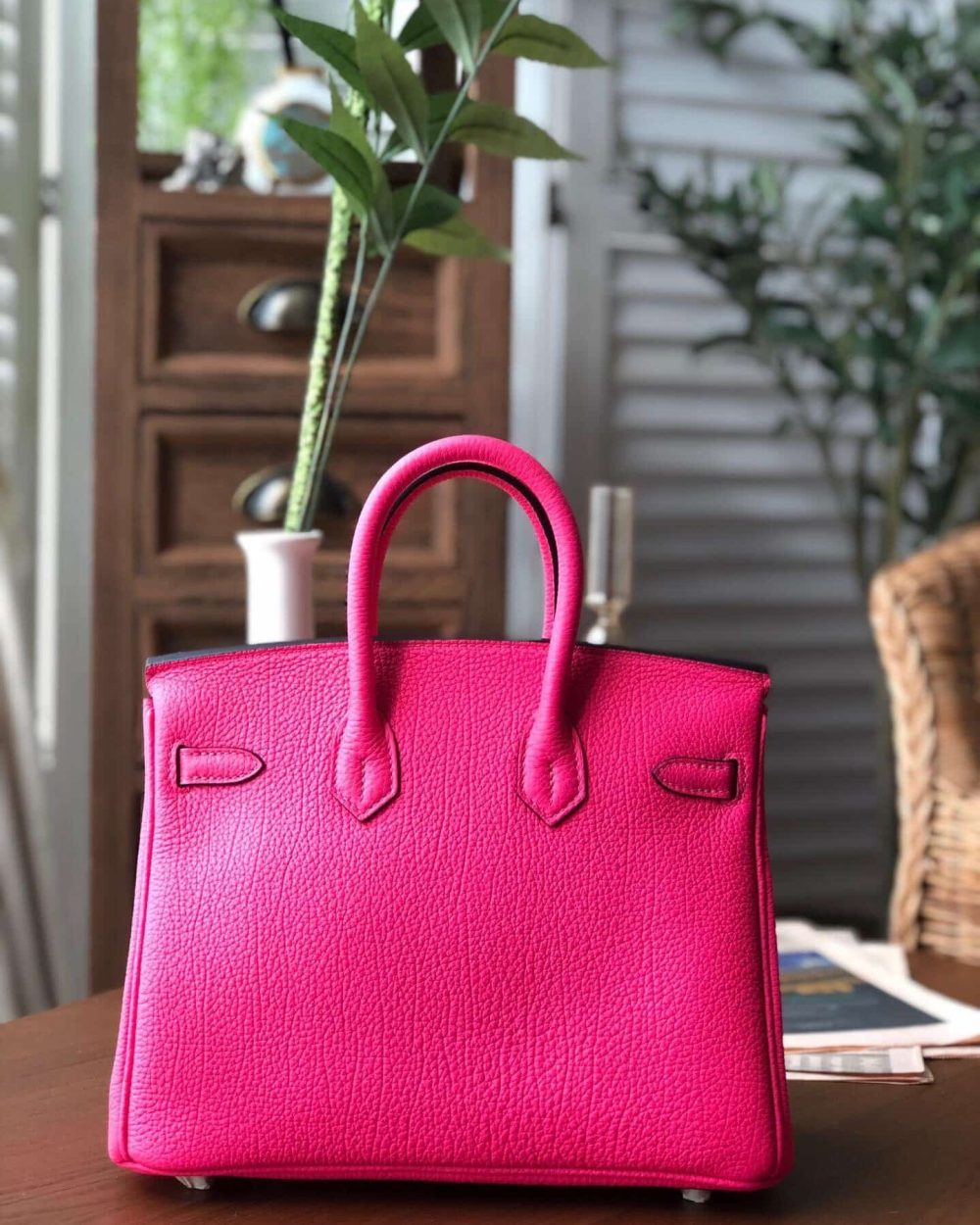 1:1 Replica Hermes Birkin Dark Pink For Women Silver Toned Hardware 9.8in/25cm