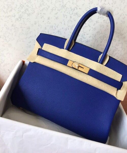 1:1 Replica Hermes Birkin Electric Blue 7T For Women Gold Toned Hardware 11.8in/30cm