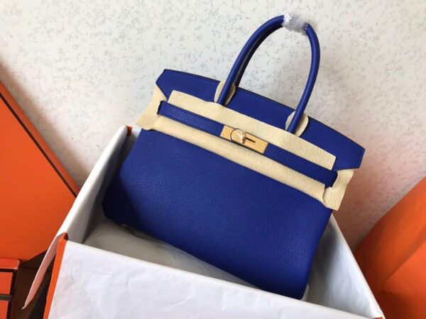 1:1 Replica Hermes Birkin Electric Blue 7T For Women Gold Toned Hardware 11.8in/30cm