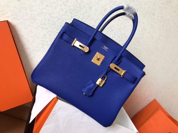 1:1 Replica Hermes Birkin Electric Blue 7T For Women Gold Toned Hardware 11.8in/30cm