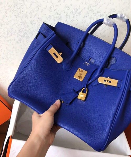 1:1 Replica Hermes Birkin Electric Blue 7T For Women Gold Toned Hardware 11.8in/30cm