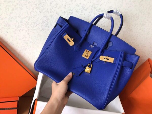 1:1 Replica Hermes Birkin Electric Blue 7T For Women Gold Toned Hardware 11.8in/30cm