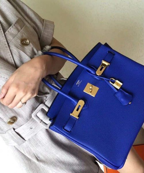 1:1 Replica Hermes Birkin Electric Blue 7T For Women Gold Toned Hardware 11.8in/30cm