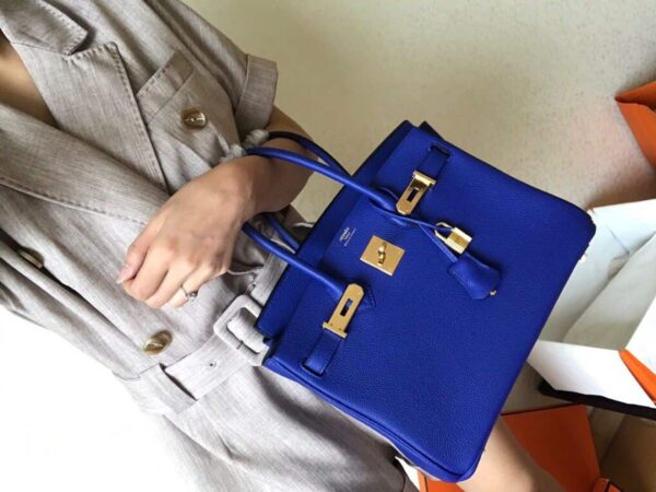1:1 Replica Hermes Birkin Electric Blue 7T For Women Gold Toned Hardware 11.8in/30cm