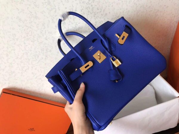 1:1 Replica Hermes Birkin Electric Blue 7T For Women Gold Toned Hardware 11.8in/30cm