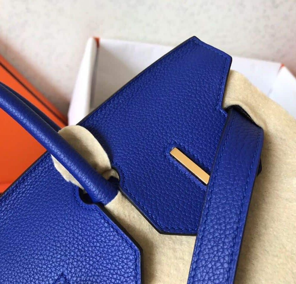1:1 Replica Hermes Birkin Electric Blue 7T For Women Gold Toned Hardware 11.8in/30cm