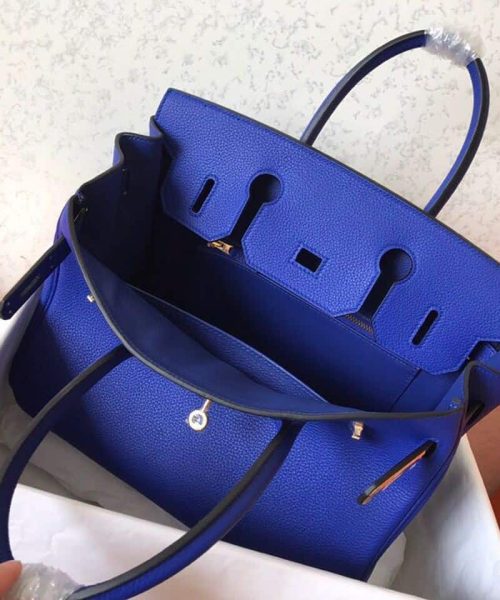 1:1 Replica Hermes Birkin Electric Blue 7T For Women Gold Toned Hardware 11.8in/30cm