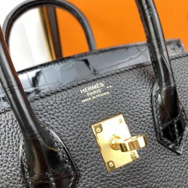 1:1 Replica Hermes Birkin Nata Swift Black For Women Gold Toned Hardware 10in/25cm