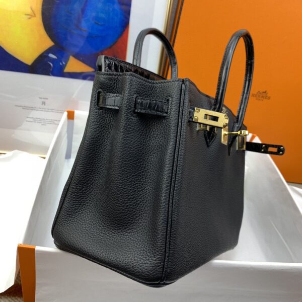 1:1 Replica Hermes Birkin Nata Swift Black For Women Gold Toned Hardware 10in/25cm