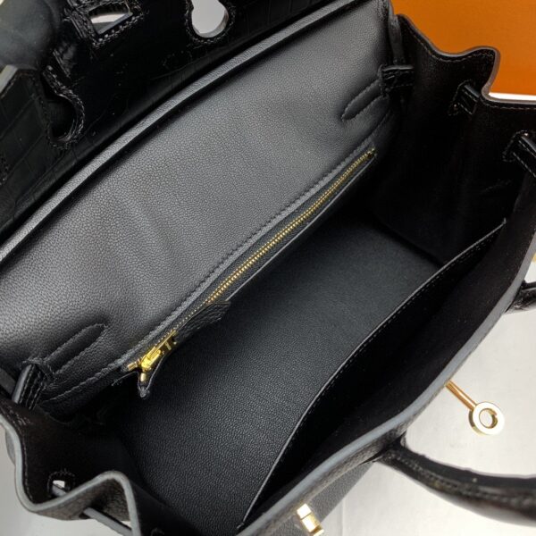 1:1 Replica Hermes Birkin Nata Swift Black For Women Gold Toned Hardware 10in/25cm