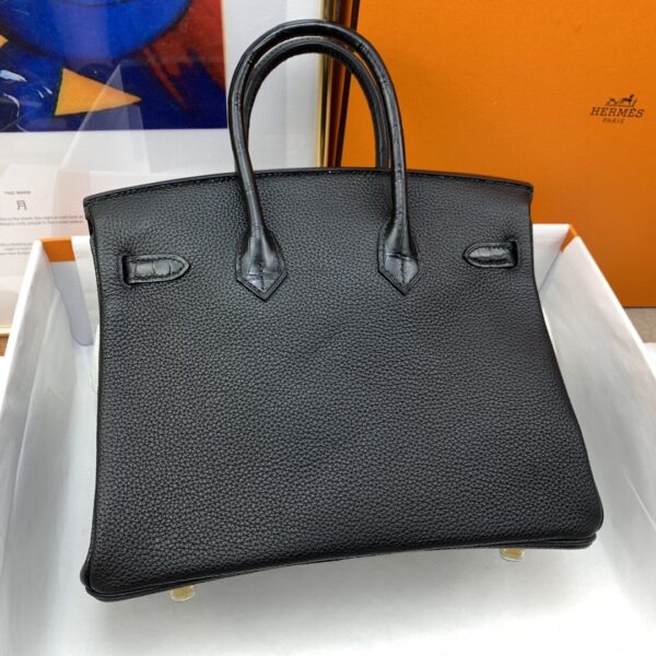 1:1 Replica Hermes Birkin Nata Swift Black For Women Gold Toned Hardware 10in/25cm