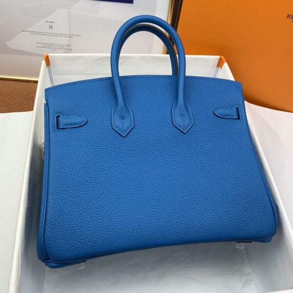 1:1 Replica Hermes Birkin Nata Swift Blue For Women Silver Toned Hardware 10in/25cm