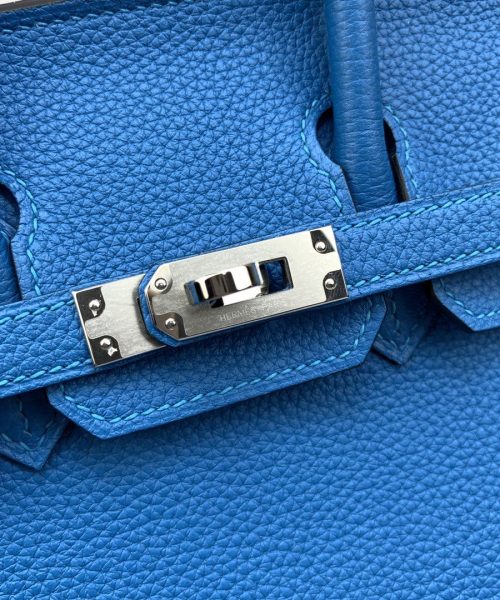 1:1 Replica Hermes Birkin Nata Swift Blue For Women Silver Toned Hardware 10in/25cm