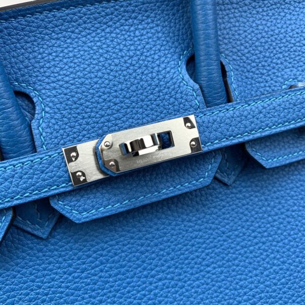 1:1 Replica Hermes Birkin Nata Swift Blue For Women Silver Toned Hardware 10in/25cm