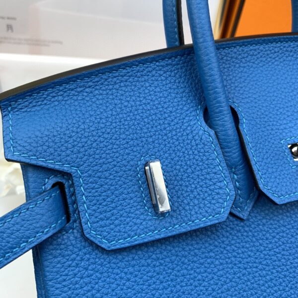 1:1 Replica Hermes Birkin Nata Swift Blue For Women Silver Toned Hardware 10in/25cm