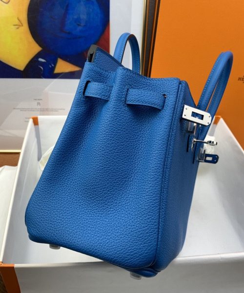 1:1 Replica Hermes Birkin Nata Swift Blue For Women Silver Toned Hardware 10in/25cm