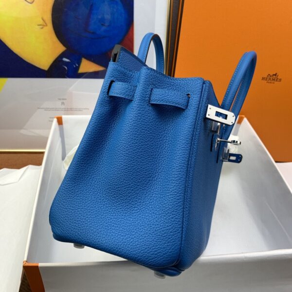1:1 Replica Hermes Birkin Nata Swift Blue For Women Silver Toned Hardware 10in/25cm