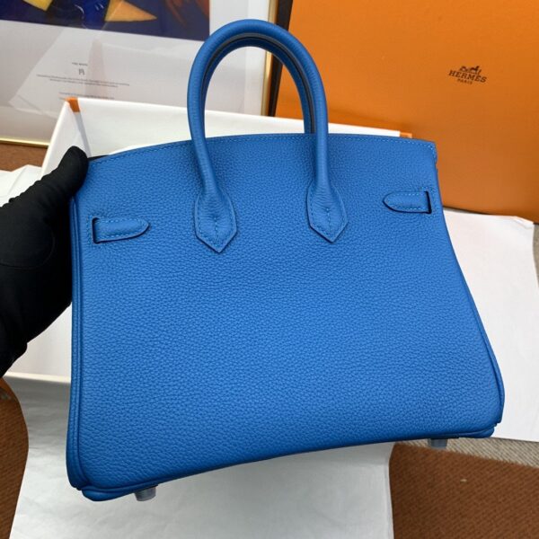 1:1 Replica Hermes Birkin Nata Swift Blue For Women Silver Toned Hardware 10in/25cm