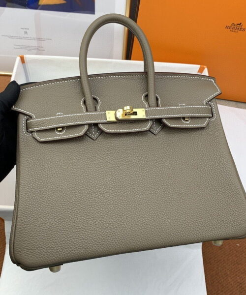 1:1 Replica Hermes Birkin Nata Swift Brown For Women Gold Toned Hardware 10in/25cm