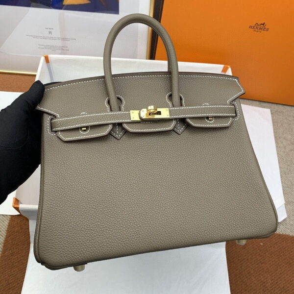 1:1 Replica Hermes Birkin Nata Swift Brown For Women Gold Toned Hardware 10in/25cm