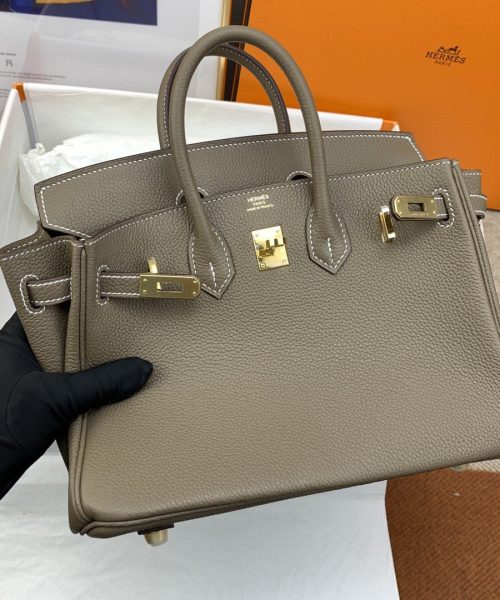 1:1 Replica Hermes Birkin Nata Swift Brown For Women Gold Toned Hardware 10in/25cm