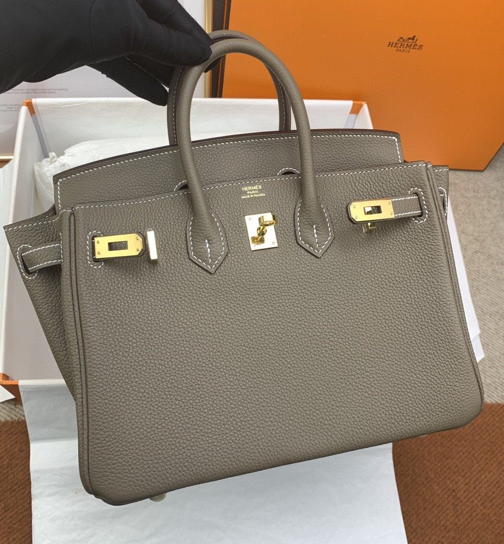 1:1 Replica Hermes Birkin Nata Swift Brown For Women Gold Toned Hardware 10in/25cm