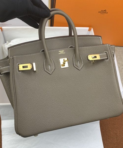 1:1 Replica Hermes Birkin Nata Swift Brown For Women Gold Toned Hardware 10in/25cm