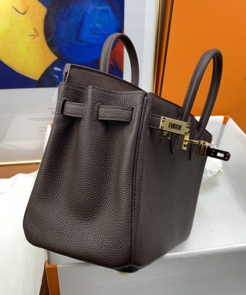 1:1 Replica Hermes Birkin Nata Swift Dark Brown For Women Gold Toned Hardware 10in/25cm