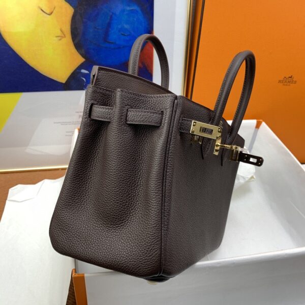 1:1 Replica Hermes Birkin Nata Swift Dark Brown For Women Gold Toned Hardware 10in/25cm