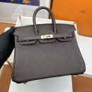 1:1 Replica Hermes Birkin Nata Swift Dark Brown For Women Gold Toned Hardware 10in/25cm