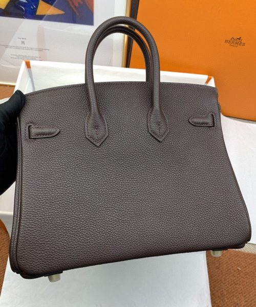 1:1 Replica Hermes Birkin Nata Swift Dark Brown For Women Gold Toned Hardware 10in/25cm