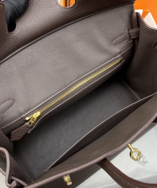 1:1 Replica Hermes Birkin Nata Swift Dark Brown For Women Gold Toned Hardware 10in/25cm