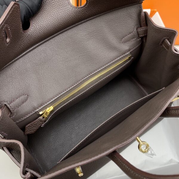 1:1 Replica Hermes Birkin Nata Swift Dark Brown For Women Gold Toned Hardware 10in/25cm