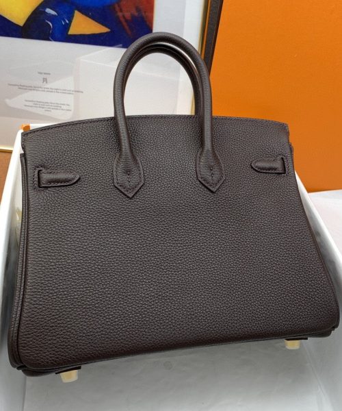 1:1 Replica Hermes Birkin Nata Swift Dark Brown For Women Gold Toned Hardware 10in/25cm