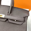 1:1 Replica Hermes Birkin Nata Swift Dark Brown For Women Gold Toned Hardware 10in/25cm