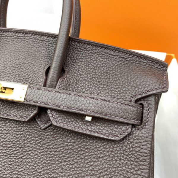 1:1 Replica Hermes Birkin Nata Swift Dark Brown For Women Gold Toned Hardware 10in/25cm
