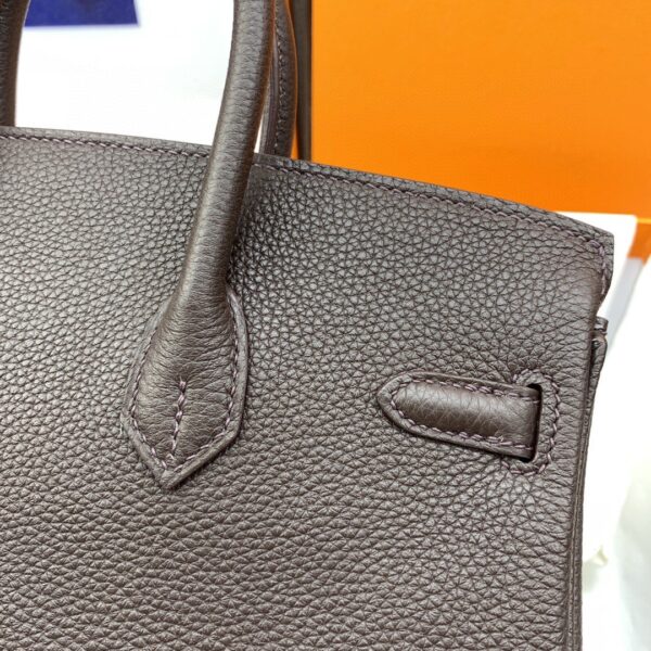 1:1 Replica Hermes Birkin Nata Swift Dark Brown For Women Gold Toned Hardware 10in/25cm