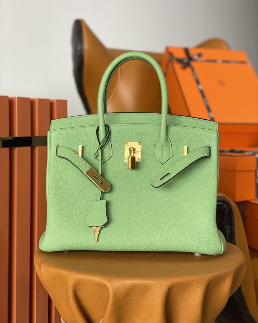 1:1 Replica Hermes Birkin Nata Swift Green For Women Gold Toned Hardware 10in/25cm