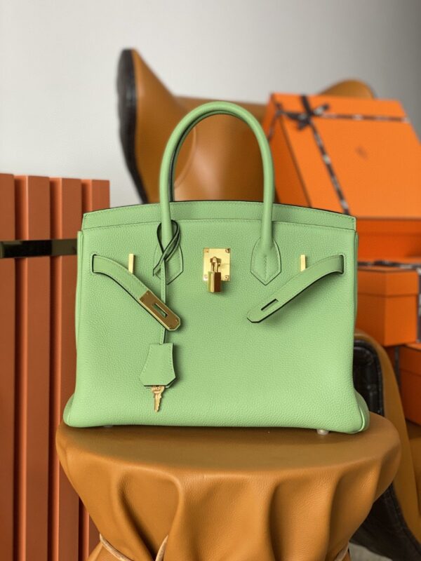 1:1 Replica Hermes Birkin Nata Swift Green For Women Gold Toned Hardware 10in/25cm