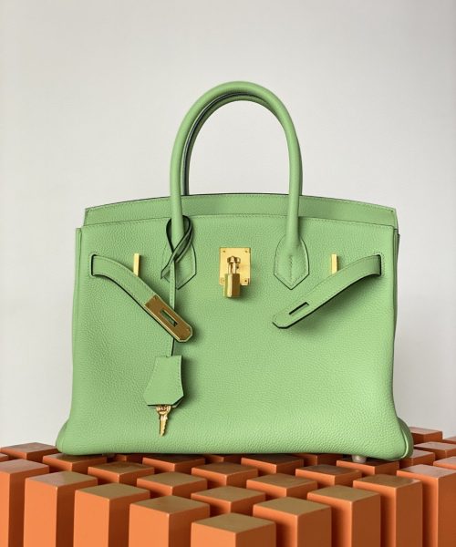 1:1 Replica Hermes Birkin Nata Swift Green For Women Gold Toned Hardware 10in/25cm