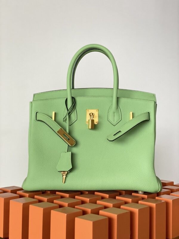 1:1 Replica Hermes Birkin Nata Swift Green For Women Gold Toned Hardware 10in/25cm