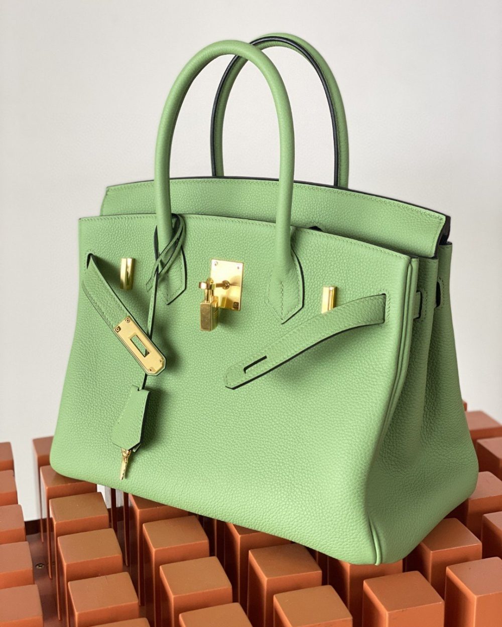 1:1 Replica Hermes Birkin Nata Swift Green For Women Gold Toned Hardware 10in/25cm