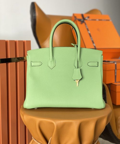 1:1 Replica Hermes Birkin Nata Swift Green For Women Gold Toned Hardware 10in/25cm
