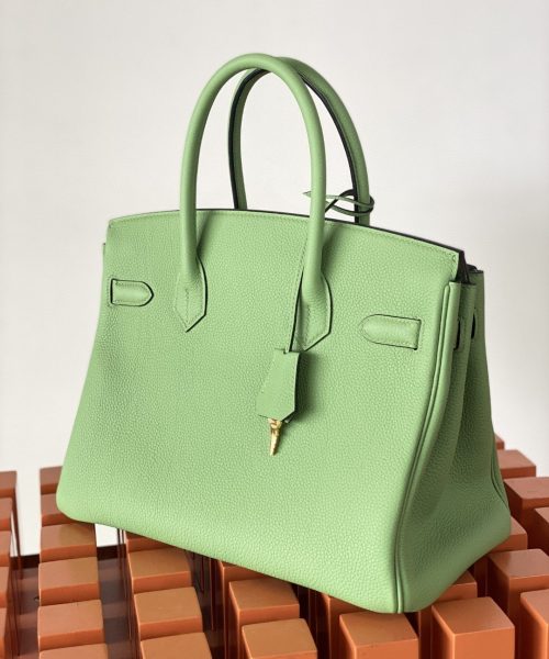 1:1 Replica Hermes Birkin Nata Swift Green For Women Gold Toned Hardware 10in/25cm
