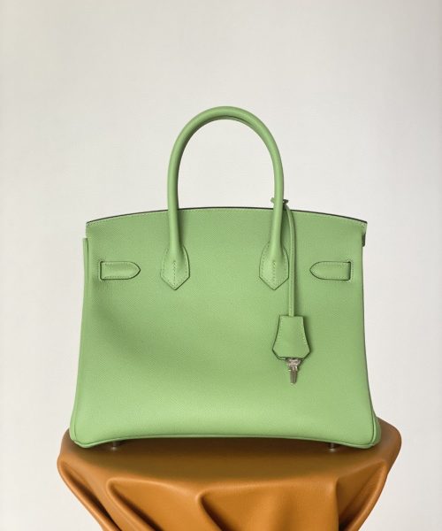 1:1 Replica Hermes Birkin Nata Swift Green For Women Silver Toned Hardware 10in/25cm
